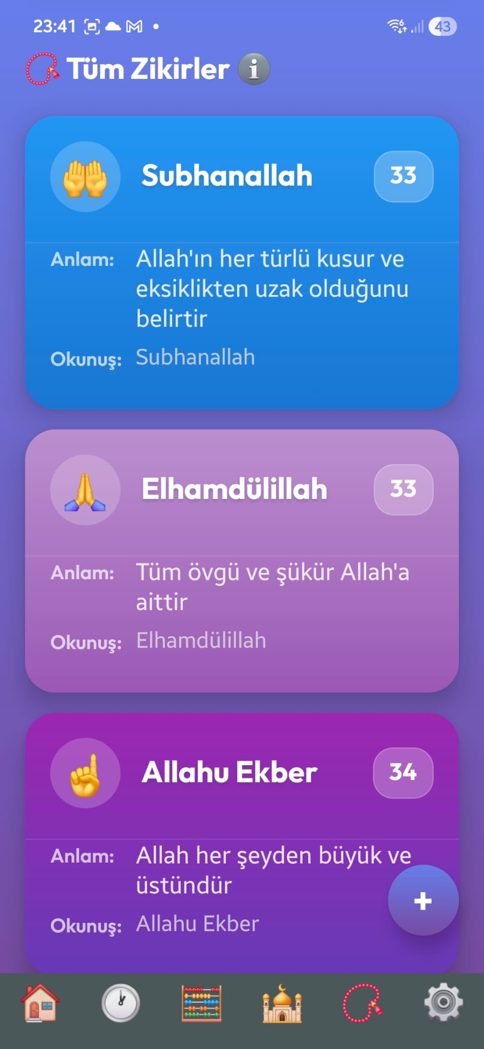 Tüm zikirler listesi